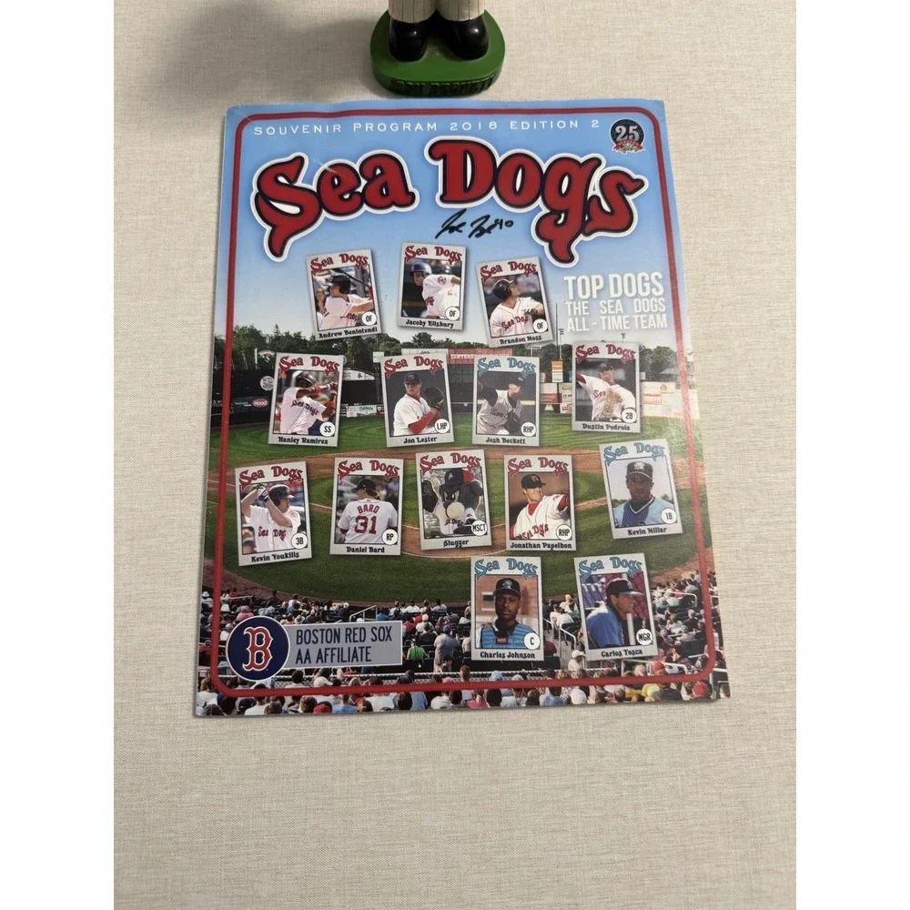Josh Beckett Bobblehead Portland Sea Dogs MLBPA‎ 2001 + 2018 Program Signed
